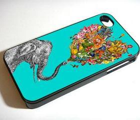 ELEPHANT ART Print Blue - Custom iPhone 4/4S, iPhone 5, Samsung Galaxy S3 Case
