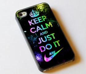 Keep Calm And Just Do It Nike Logo - Custom iPhone 4/4S, iPhone 5, Samsung Galaxy S3 Case