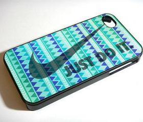 Nike Just Do It Aztec Mint Green - Custom iPhone 4/4S, iPhone 5, Samsung Galaxy S3 Case