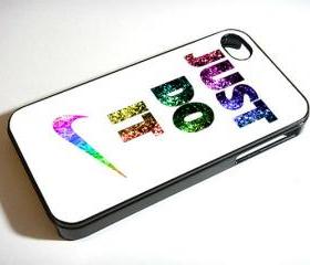 Nike Just do it quote Sparkle White 2 - Custom iPhone 4/4S, iPhone 5, Samsung Galaxy S3 Case