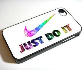 Nike Just do it quote Sparkle White - Custom iPhone 4/4S, iPhone 5, Samsung Galaxy S3 Case